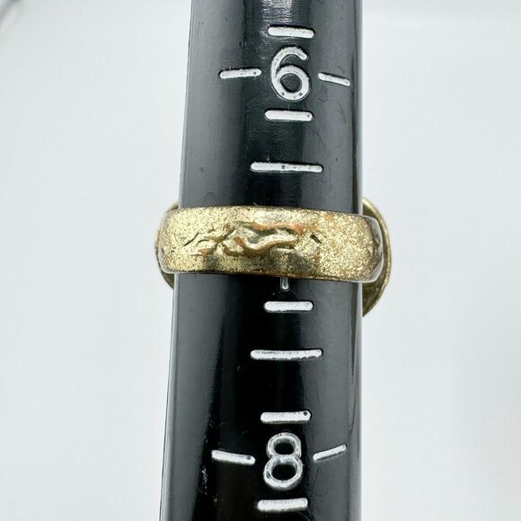 Vintage Hammered Pink Stone Brutalist Double Ring Boho Chic Southwestern Retro - Picture 6 of 6